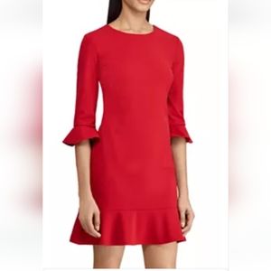 Chaps red ruffle dress